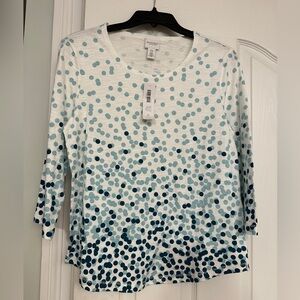NWT Chico's Teal and White Long Sleeve Top